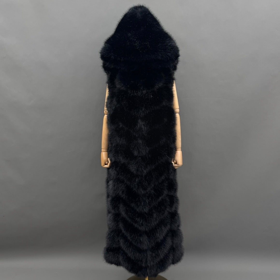 Premium Hooded 12 Row Panelled Faux Fur Gilet