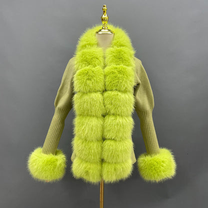 Faux Collar And Cuffs Cardigan