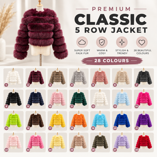 Premium Classic 5 Row Faux Fur Jacket