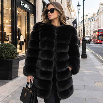 Classic 9 Row Faux Fur Coat