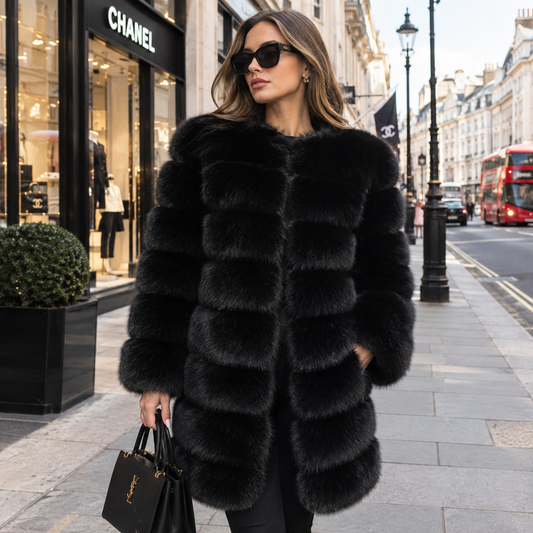 Classic 9 Row Faux Fur Coat