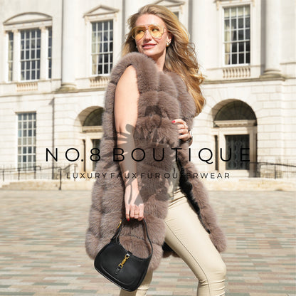 8 row panelled faux fur gilet