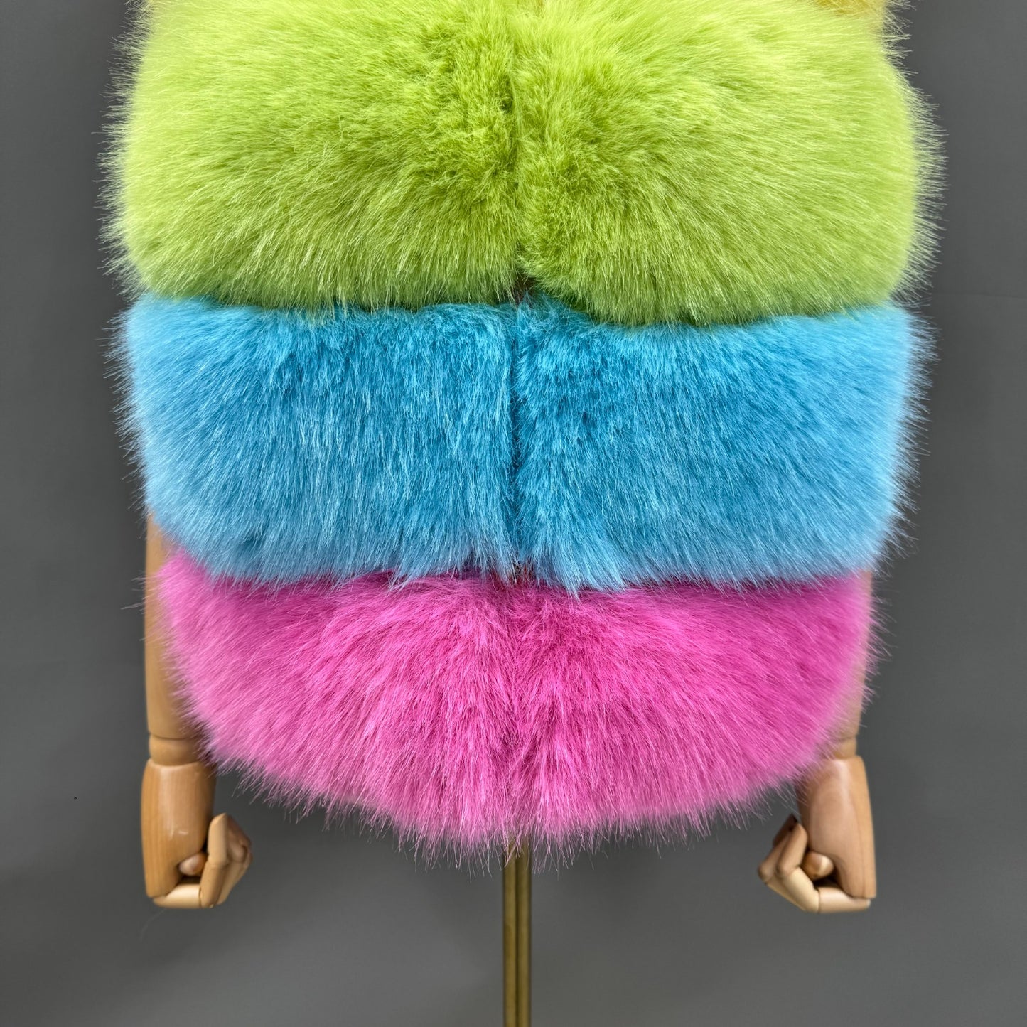 Rainbow Hooded Faux Fur Gilet