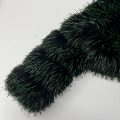 Raccoon Cropped Hooded Faux Fur Jacket