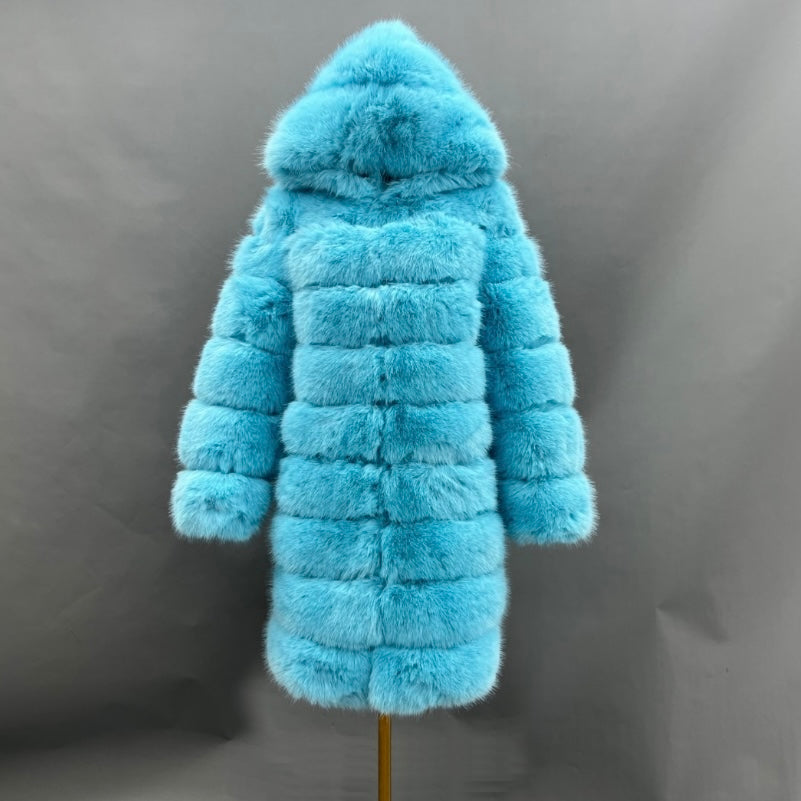 Premium Hooded 9 Row Faux Fur Coat