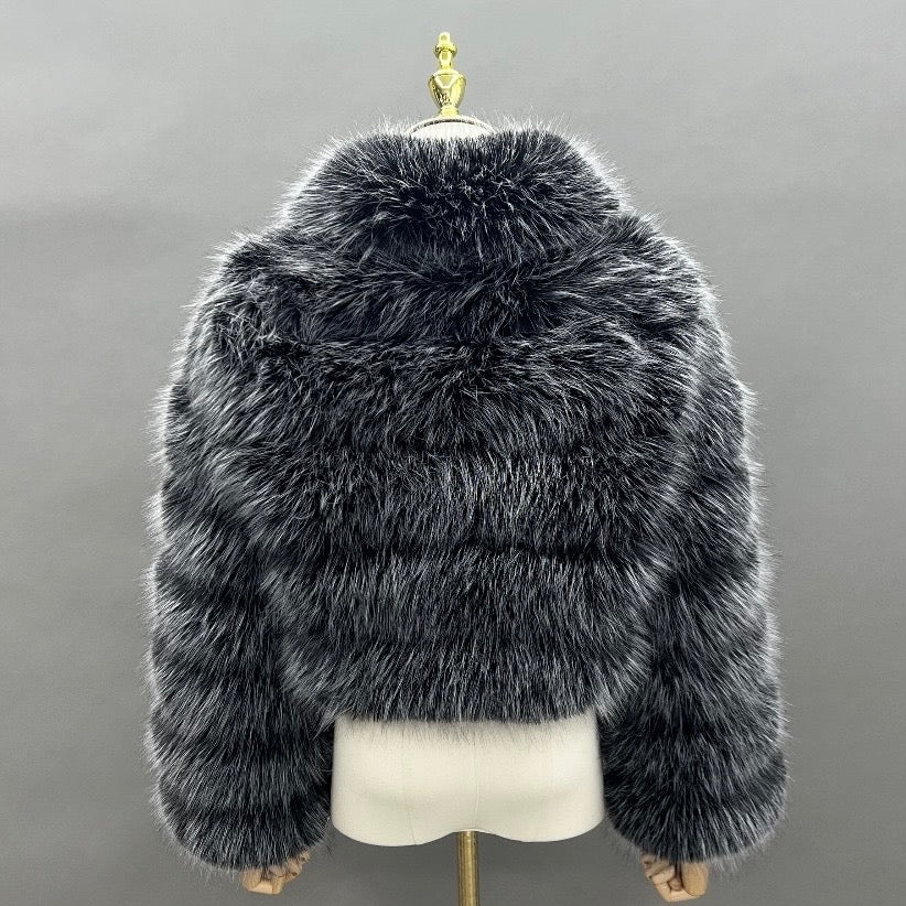 Premium Faux Fur Cropped Collar Jacket