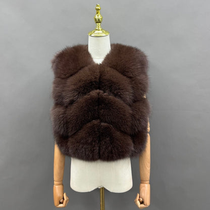 Short Panelled Faux Fur Gilet