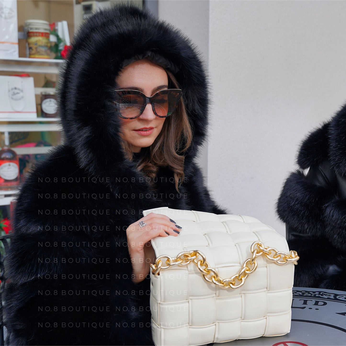 Vienna Hooded Long Faux Fur Coat