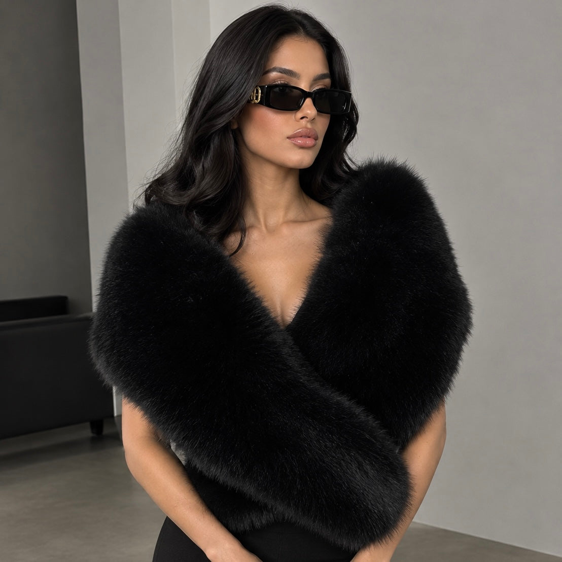 Premium Full Panel Faux Fur Bridal Wedding Stole