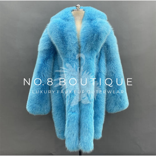 Madrid Straight Row Collar Faux Fur Coat