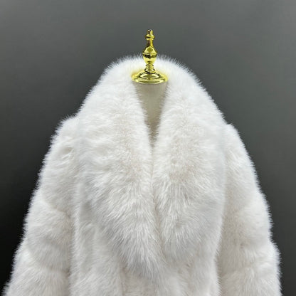 Long Straight Row Collared Men's Faux Fur Coat