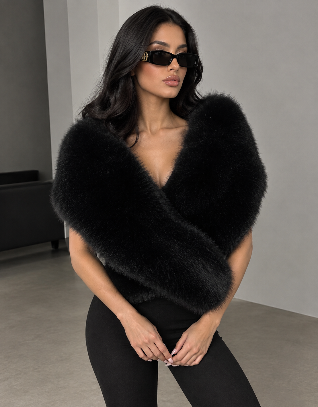 Premium Full Panel Faux Fur Bridal Wedding Stole