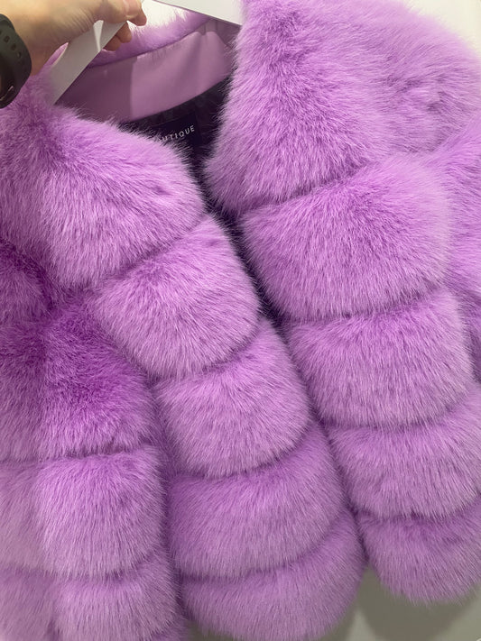Classic 5 Row Violet Faux Fur Jacket