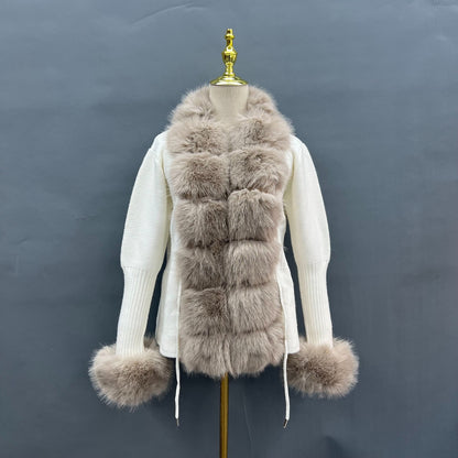 Faux Collar And Cuffs Cardigan