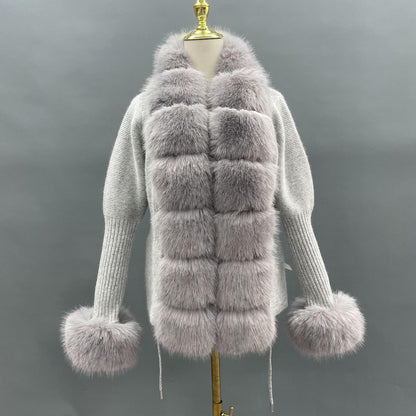 Faux Collar And Cuffs Cardigan