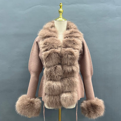 Faux Collar And Cuffs Cardigan