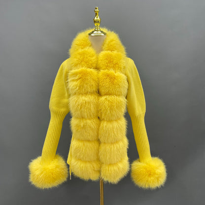 Faux Collar And Cuffs Cardigan