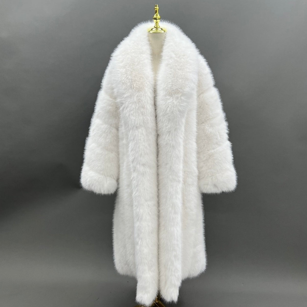 Long Straight Row Collared Men's Faux Fur Coat