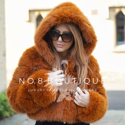 Cropped Hooded Faux Fur Jacket - HD Faux Fur