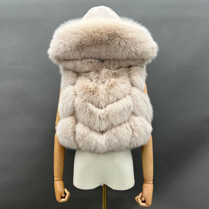 Hood Panelled Faux Fur Gilet