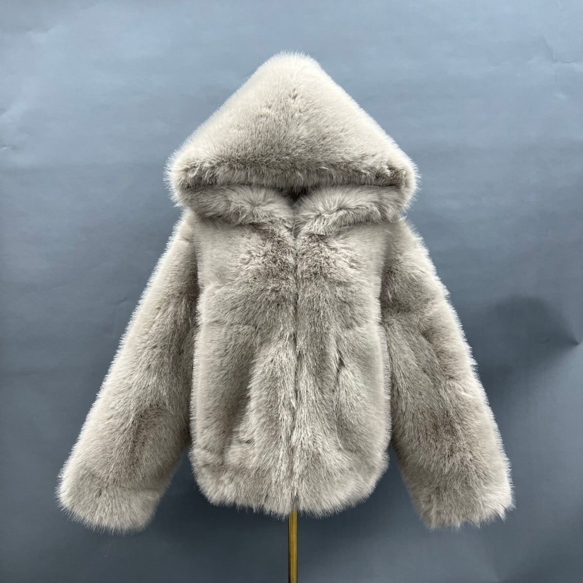 Mens Hooded Faux Fur Coat