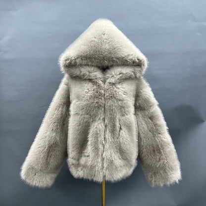 Mens Hooded Faux Fur Coat