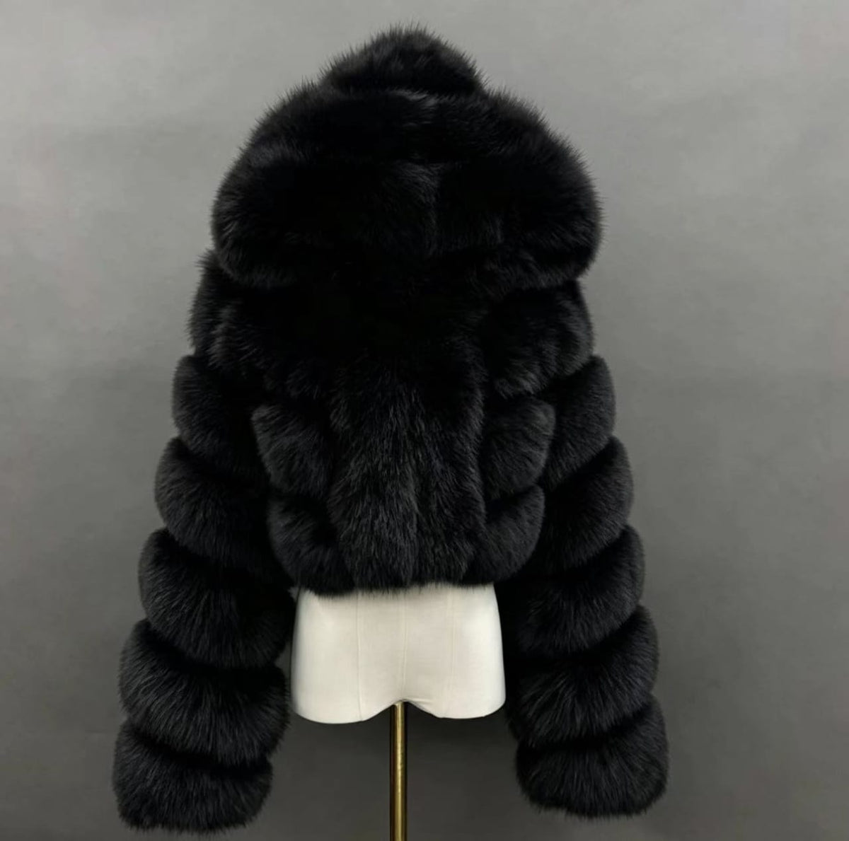 Hooded Panelled Faux Fur Jacket
