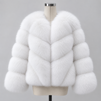 Dallas Diagonal Panel Faux Fur Jacket