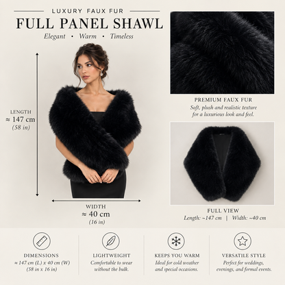 Premium Full Panel Faux Fur Bridal Wedding Stole