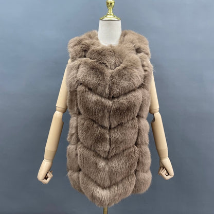 Premium 6 Row Panelled Faux Fur Gilet