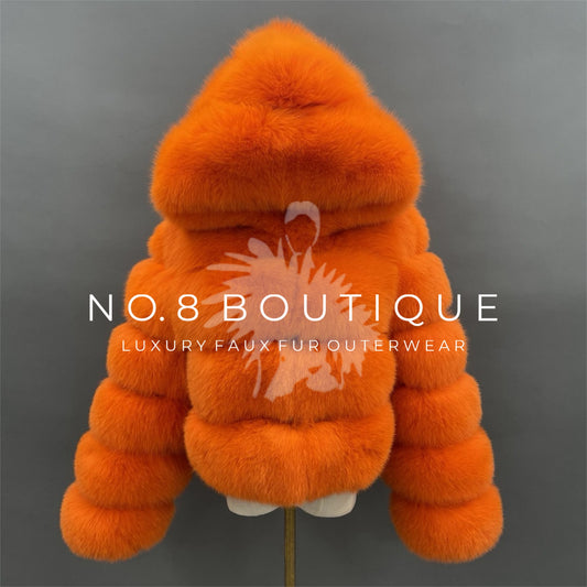 Premium 4 Row Hooded Faux Fur Jacket