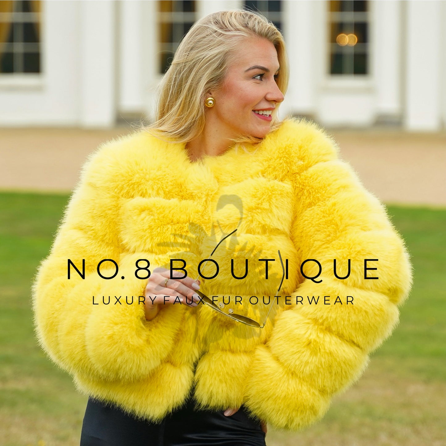 Yellow faux fur jacket