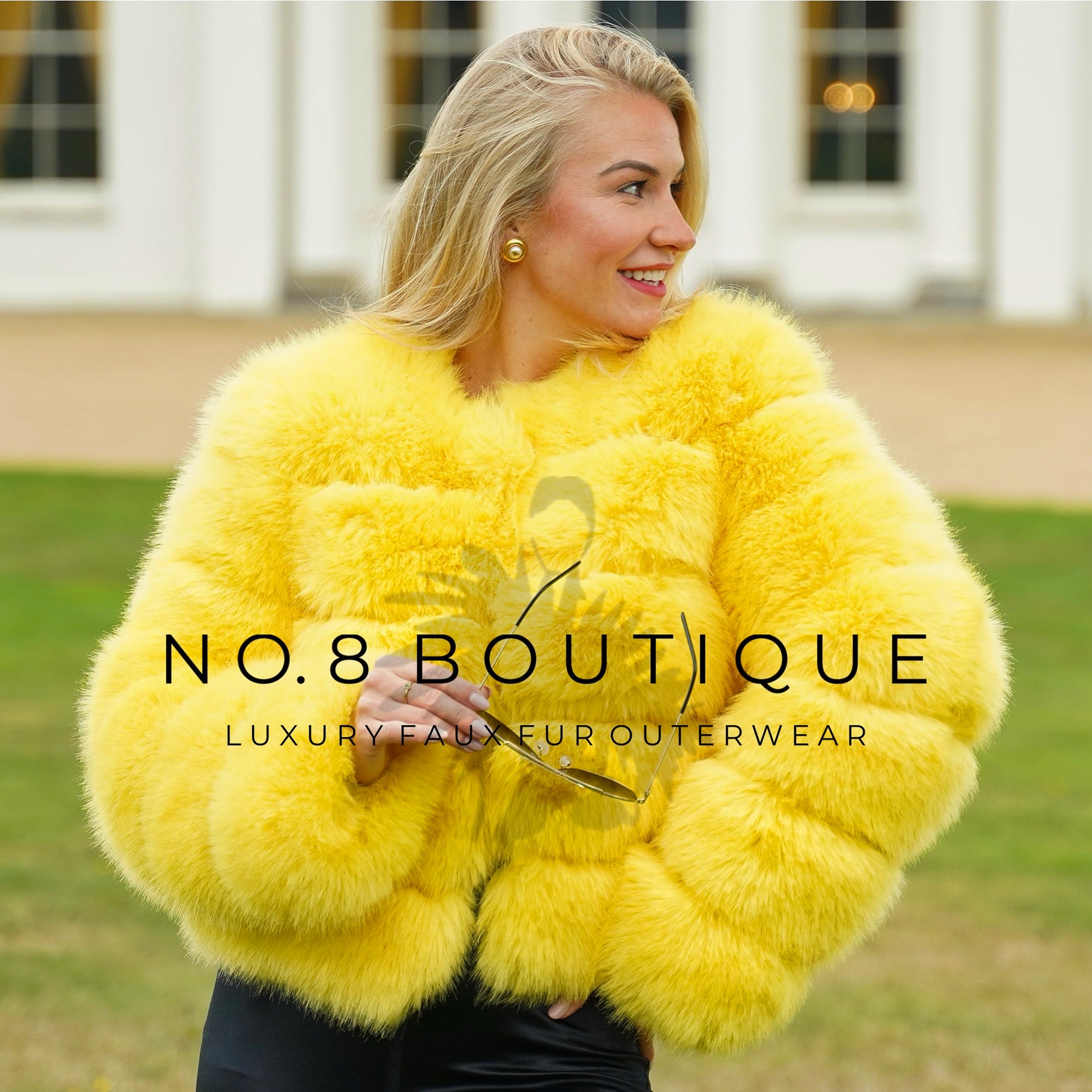 Yellow faux fur jacket