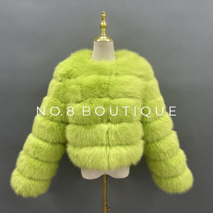 Acid green faux fur jacket