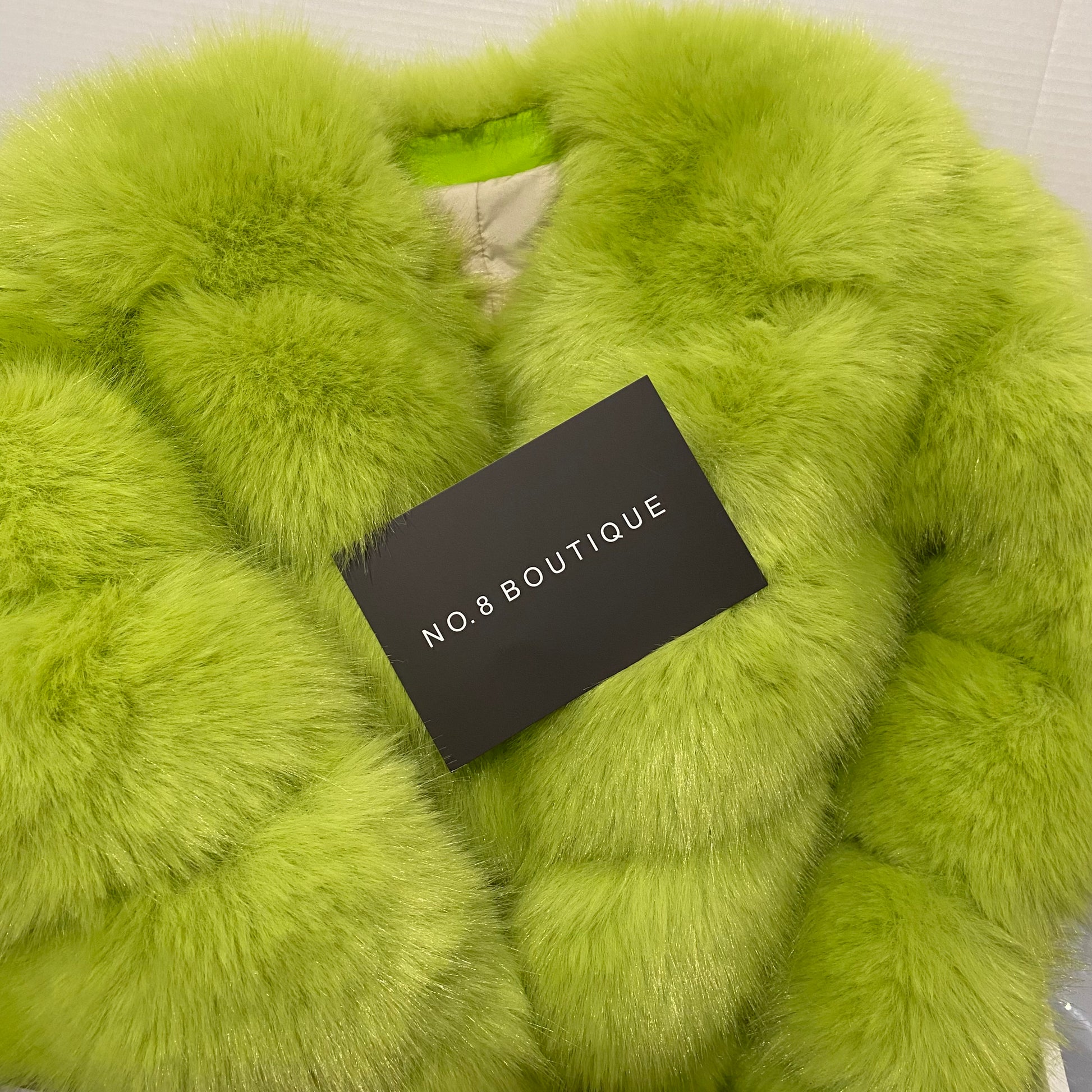 Acid green plush faux fur jacket