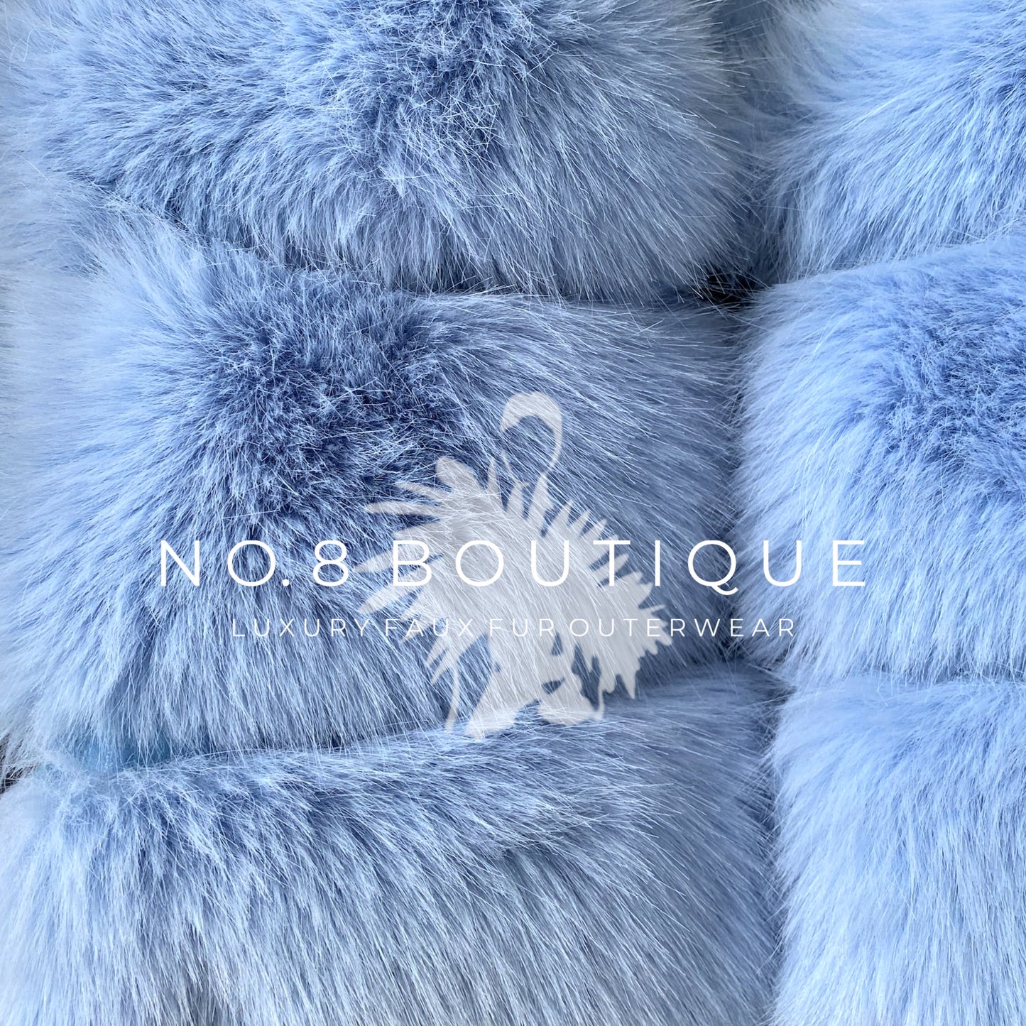 Classic design baby blue faux fur jacket with five rows