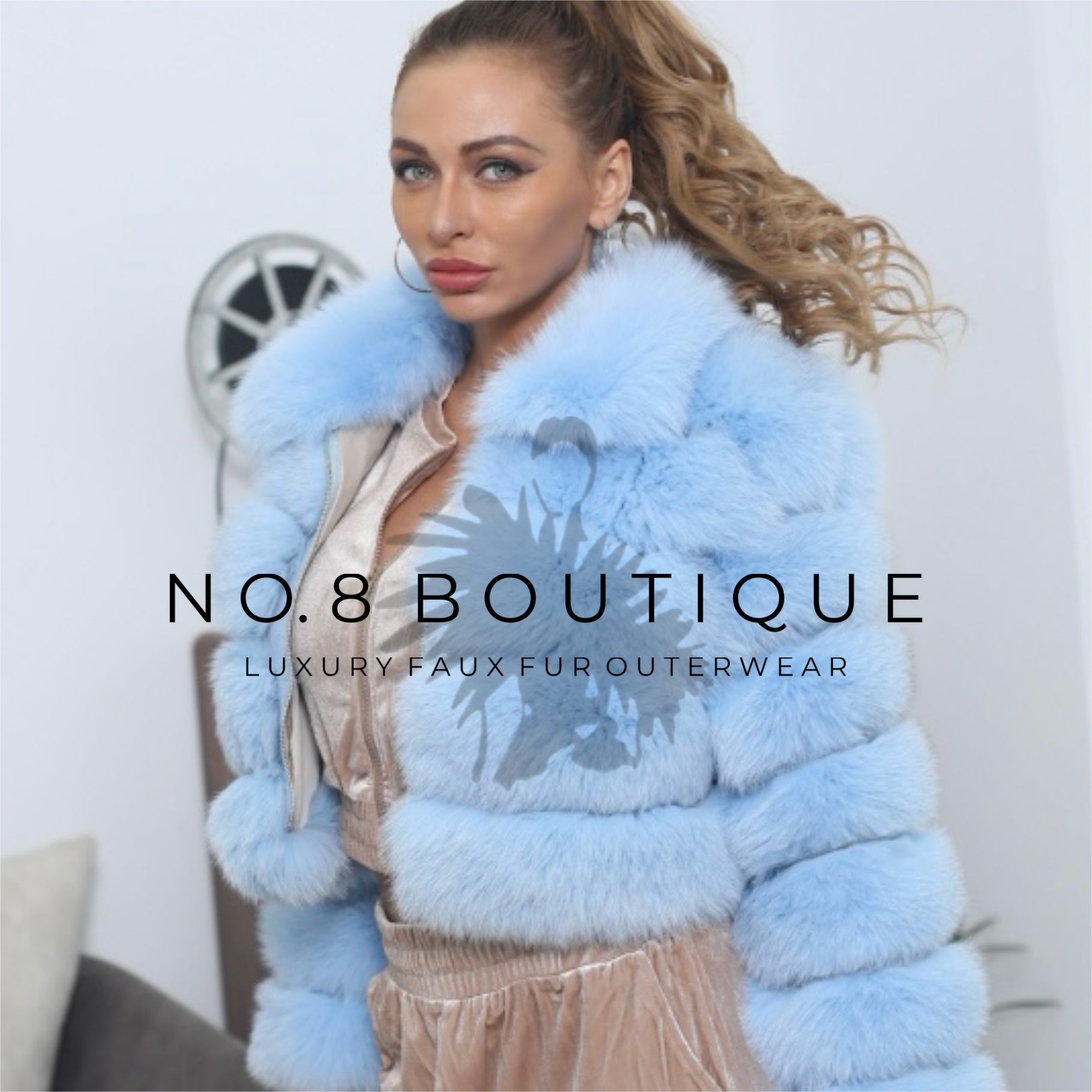 Contemporary bridal faux fur jacket with cropped collar