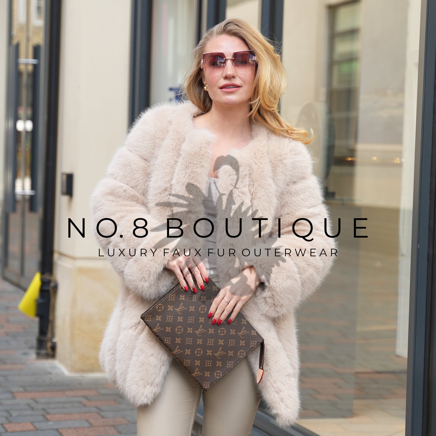 Contemporary straight row faux fur coat from Vienna for a modern look