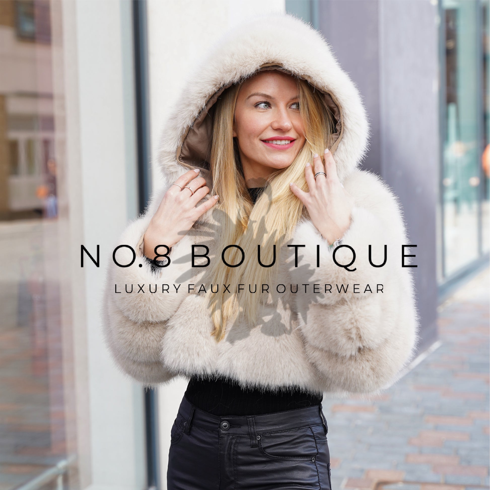 Cropped Hooded Faux Fur Jacket Boutique London