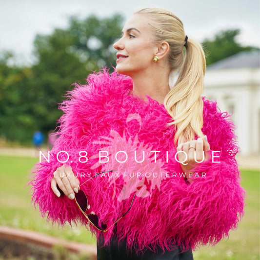 Cropped shaggy Mongolian faux fur jacket