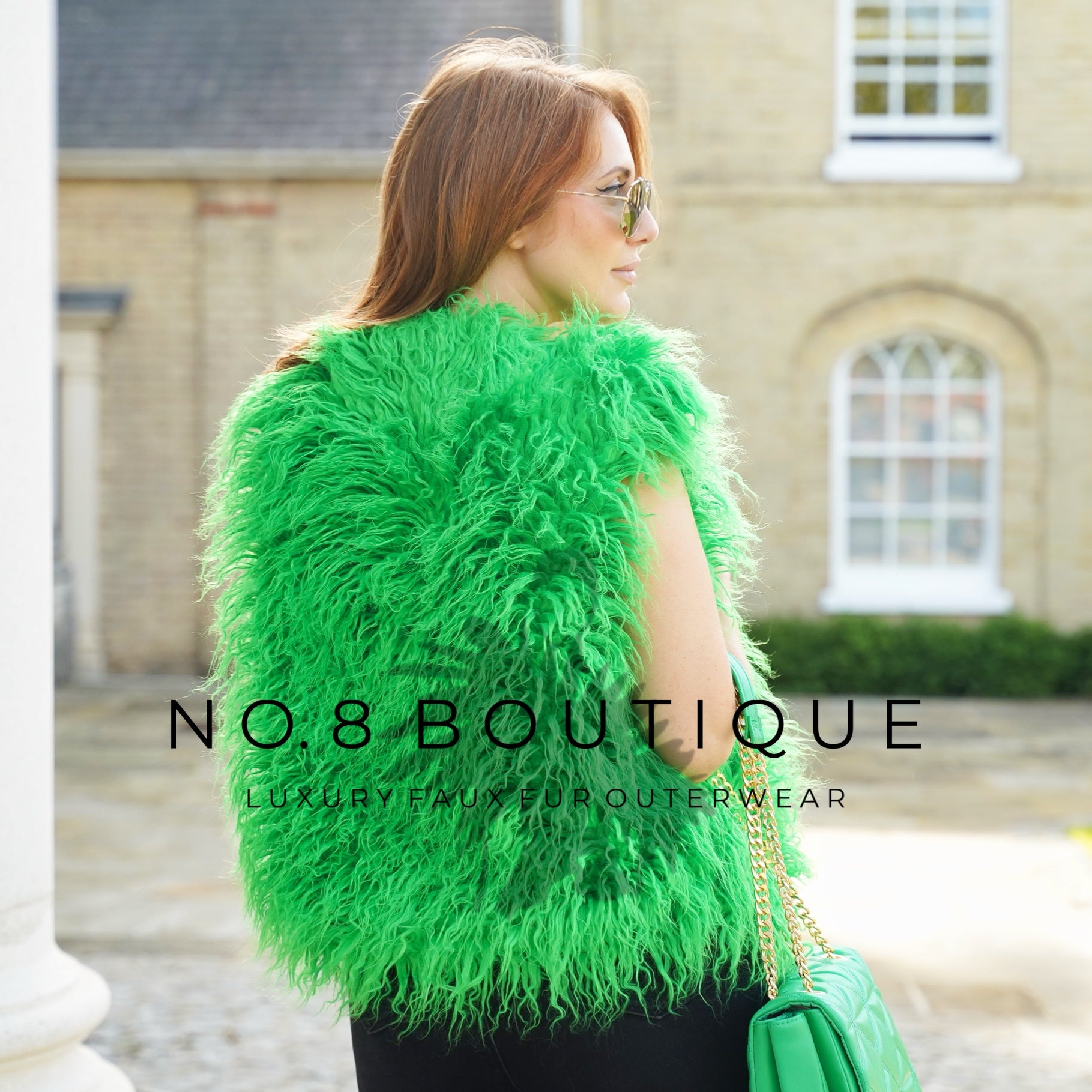 Elegant shaggy faux fur gilet in Mongolian style