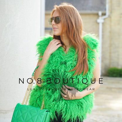 Fashion-forward Mongolian shaggy faux fur gilet