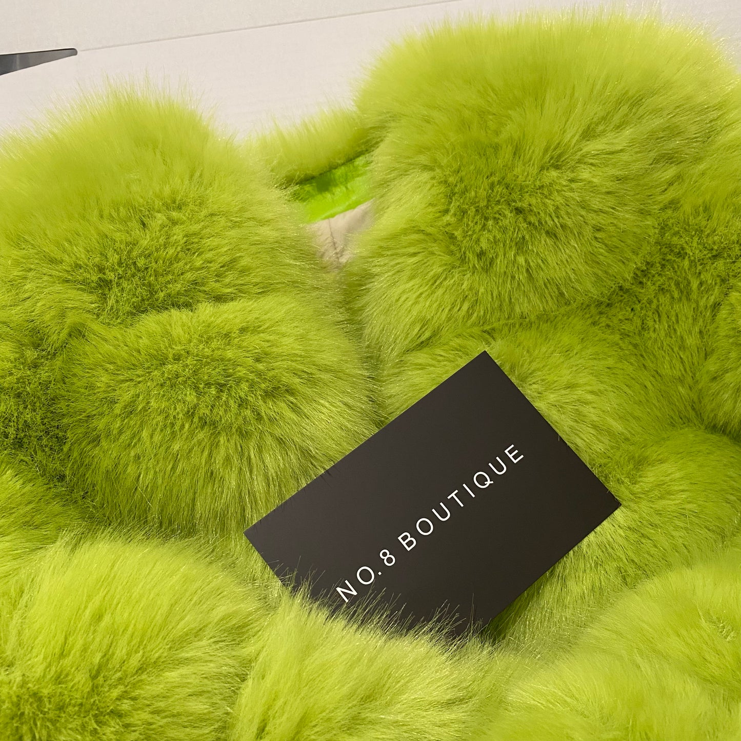 Fashionable acid green faux fur jacket