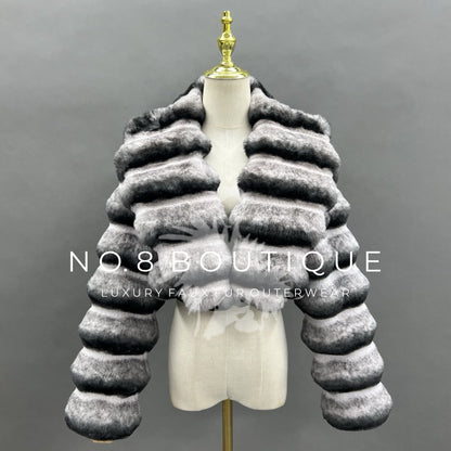 Faux rabbit fur cropped jacket