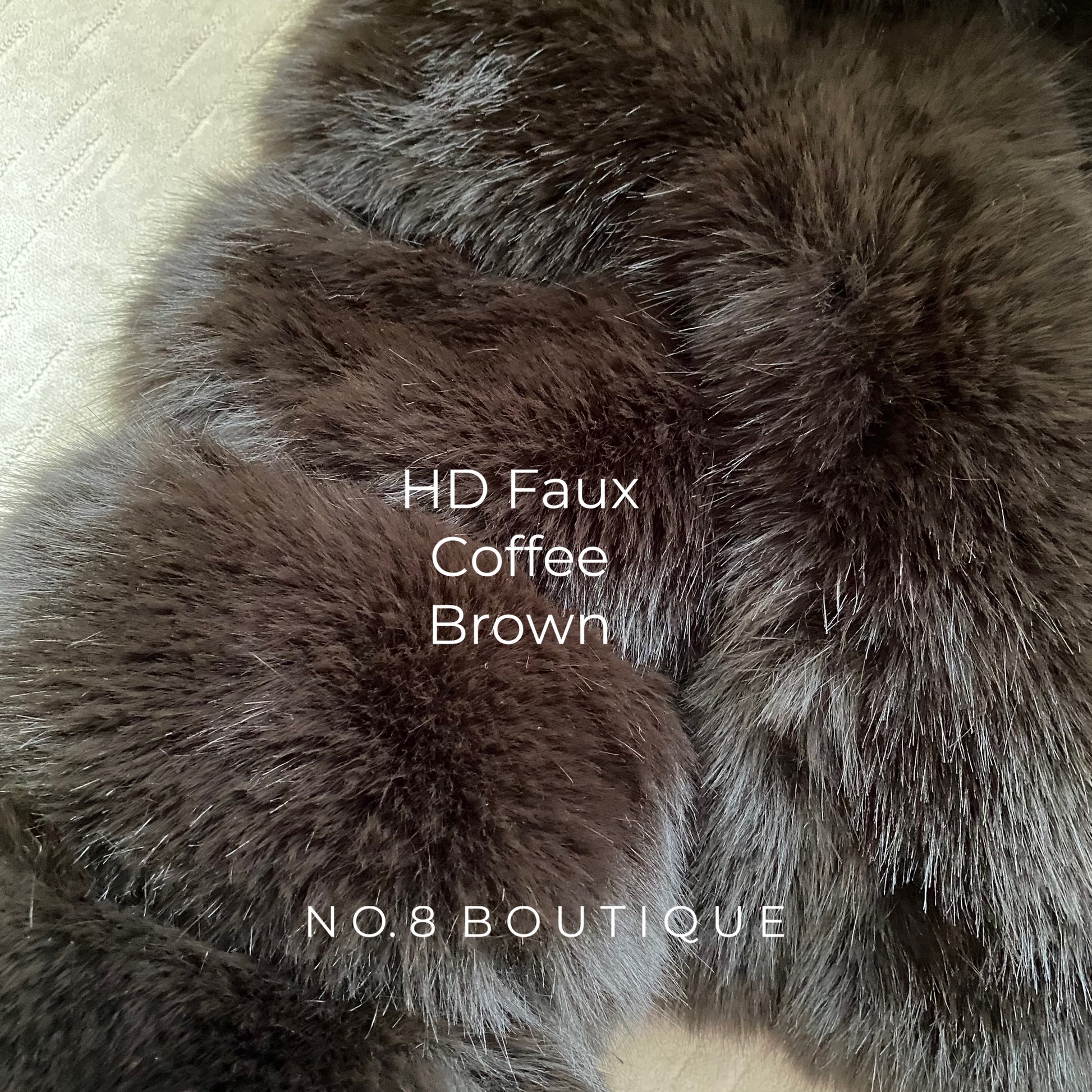 High-fashion coffee brown faux fur jacket with 5 rows