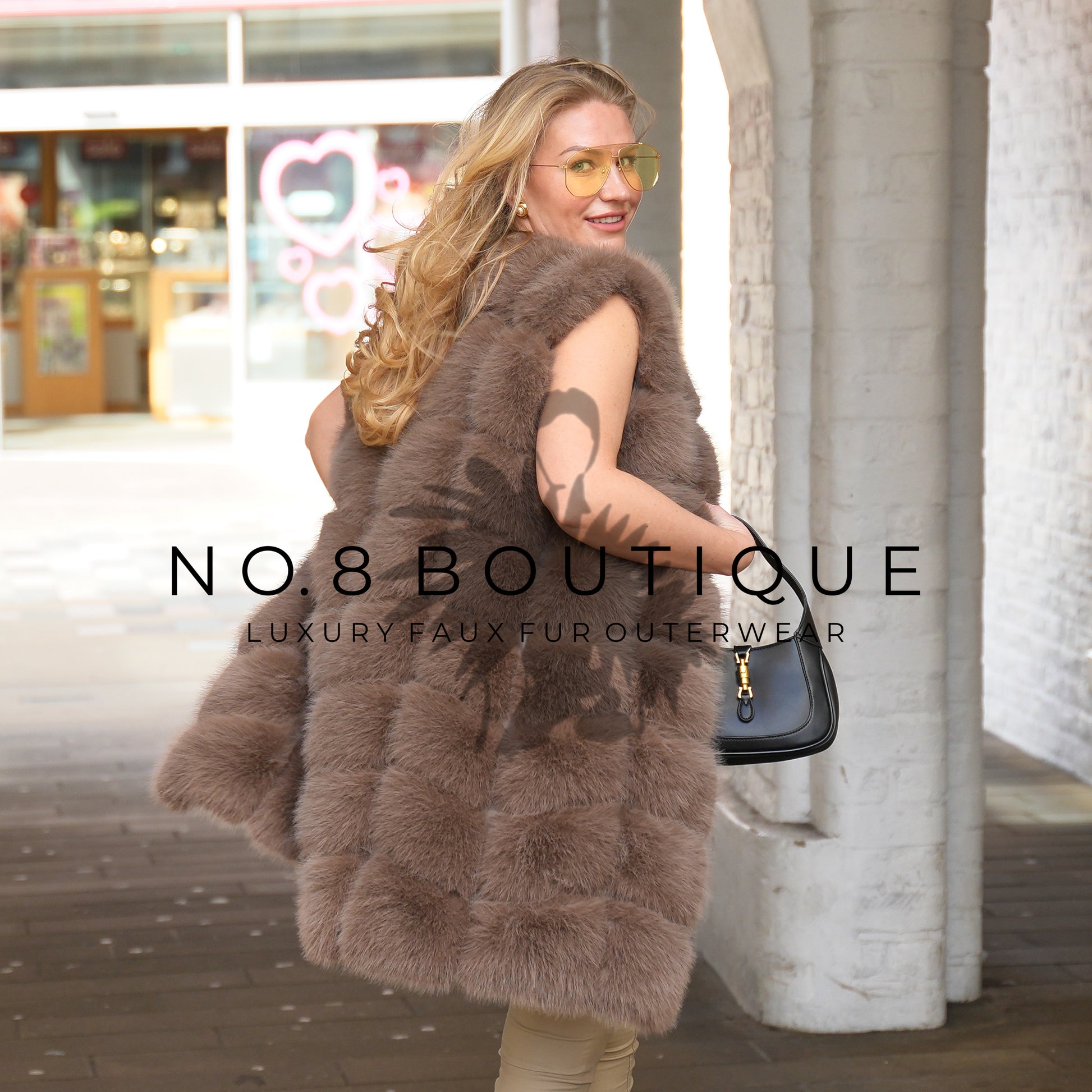 Luxurious 8 row panelled faux fur Gilet