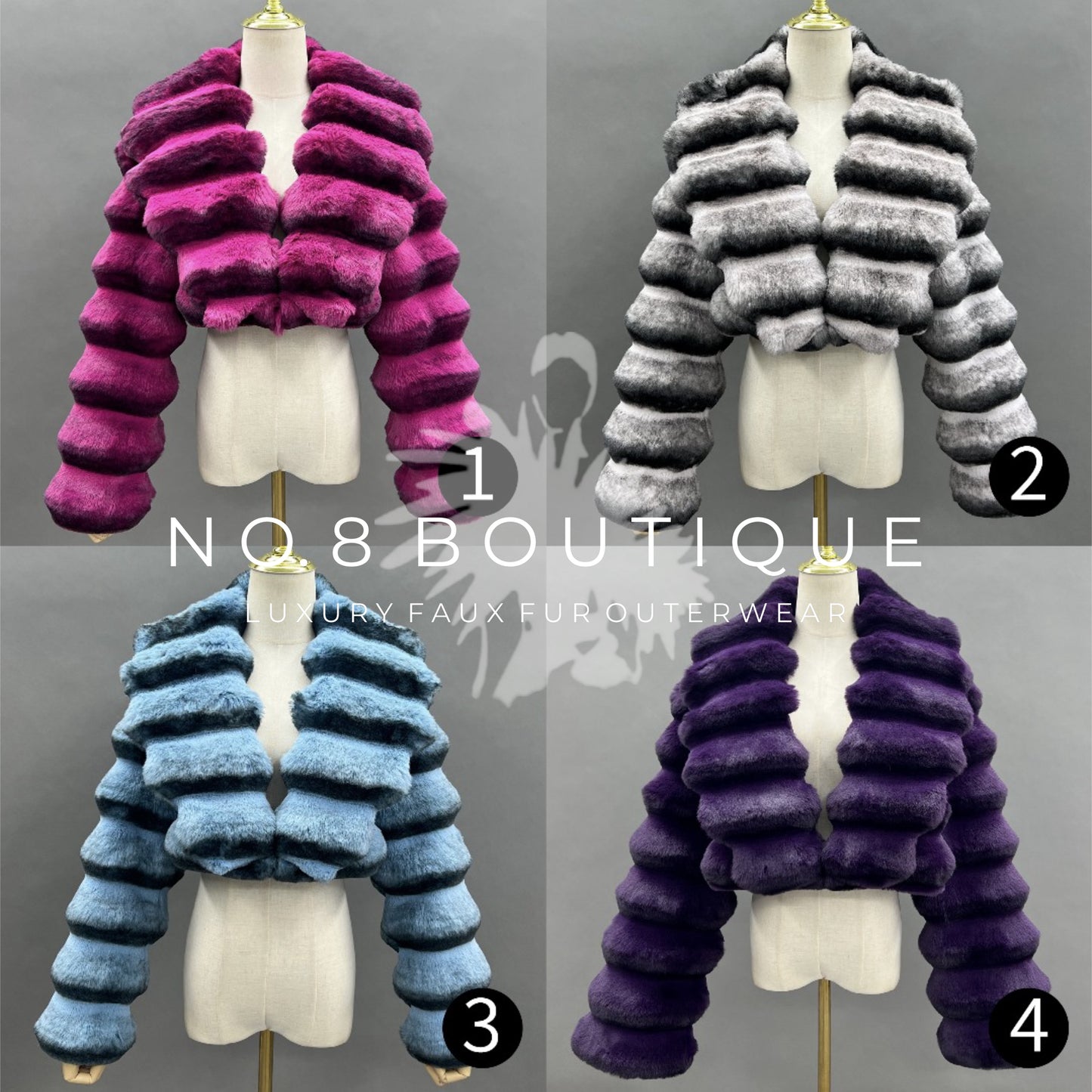 Luxurious faux rabbit fur jacket with a cropped silhouette