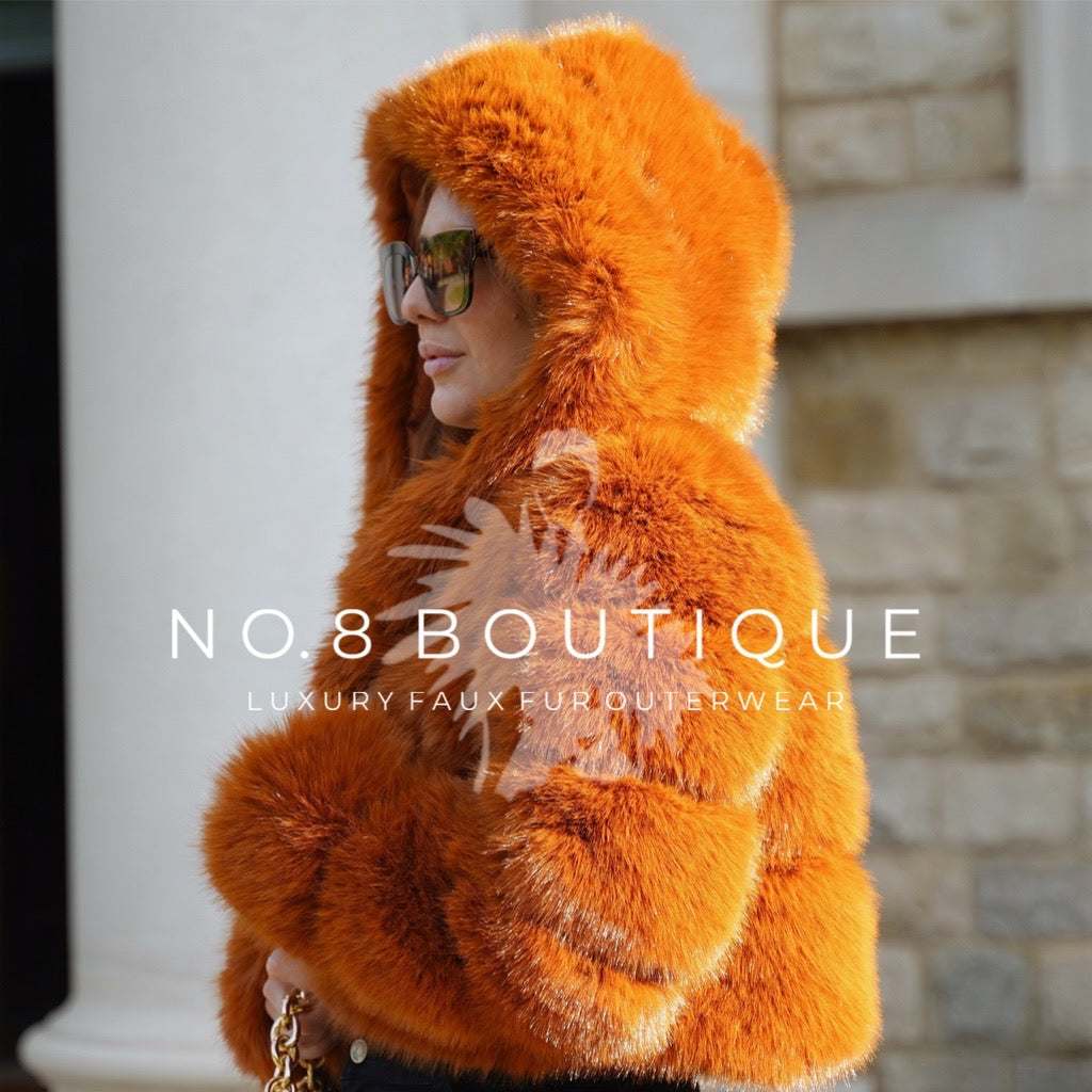 HD Faux Fur Cropped Hooded Jacket No.8 Boutique London