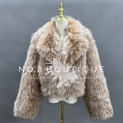 Luxurious Rome-inspired faux fur jacket with a plush finish