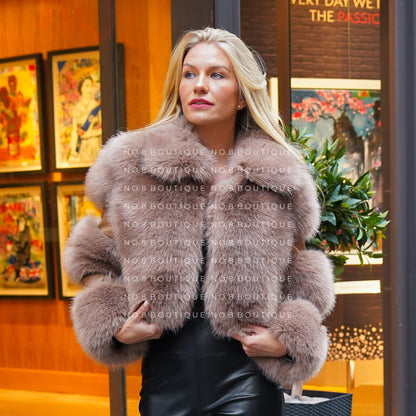 Premium Phoenix faux fur cropped jacket